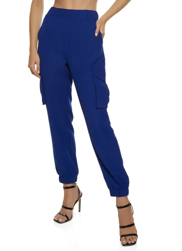 Crepe Knit Cargo Pocket Joggers sold by Rainbow