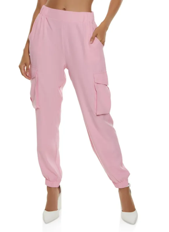 Crepe Knit Cargo Pocket Joggers sold by Rainbow