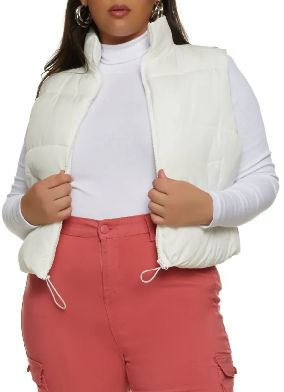 Plus Size Solid Nylon Puffer Vest sold by Rainbow