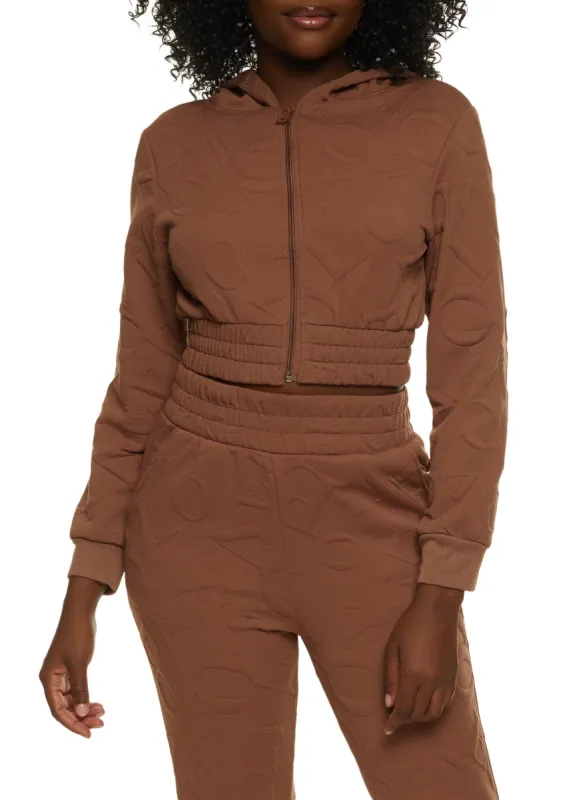 Embossed Zip Front Hoodie sold by Rainbow