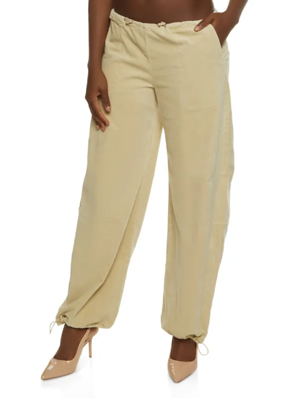 Corduroy Toggle Drawstring Parachute Pants sold by Rainbow