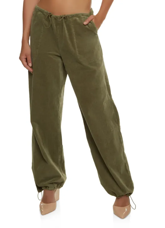 Corduroy Toggle Drawstring Parachute Pants sold by Rainbow