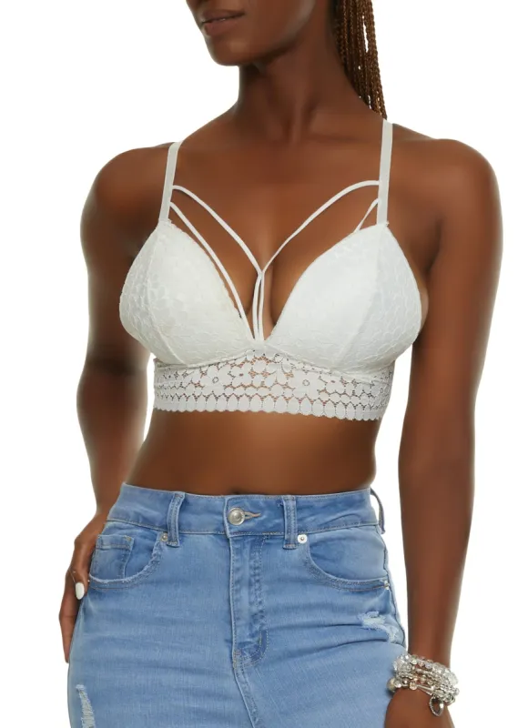 Caged Front Floral Lace Bralette sold by Rainbow