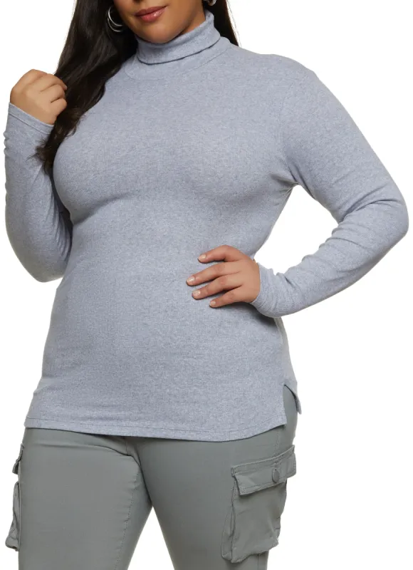Plus Size Basic Turtleneck Long Sleeve Top sold by Rainbow