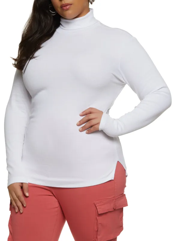 Plus Size Basic Turtleneck Long Sleeve Top sold by Rainbow