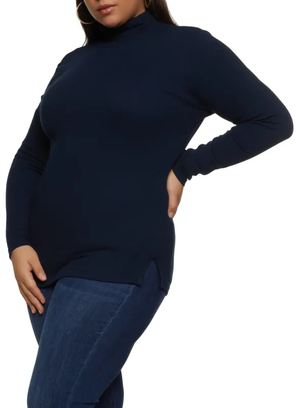Plus Size Basic Turtleneck Long Sleeve Top sold by Rainbow