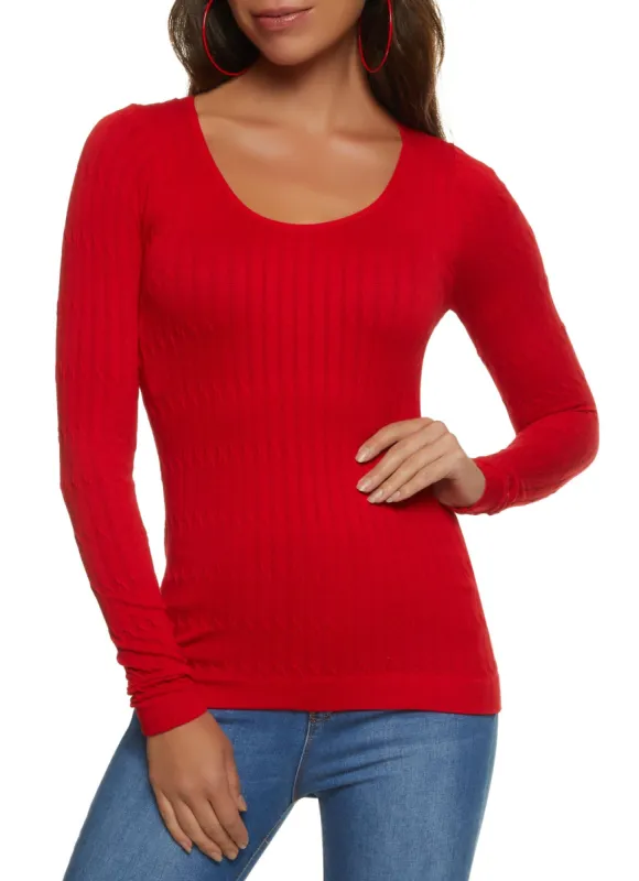 Seamless Cable Knit Scoop Neck Top sold by Rainbow