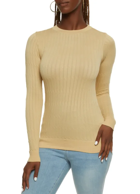 Seamless Cable Knit Long Sleeve Top sold by Rainbow