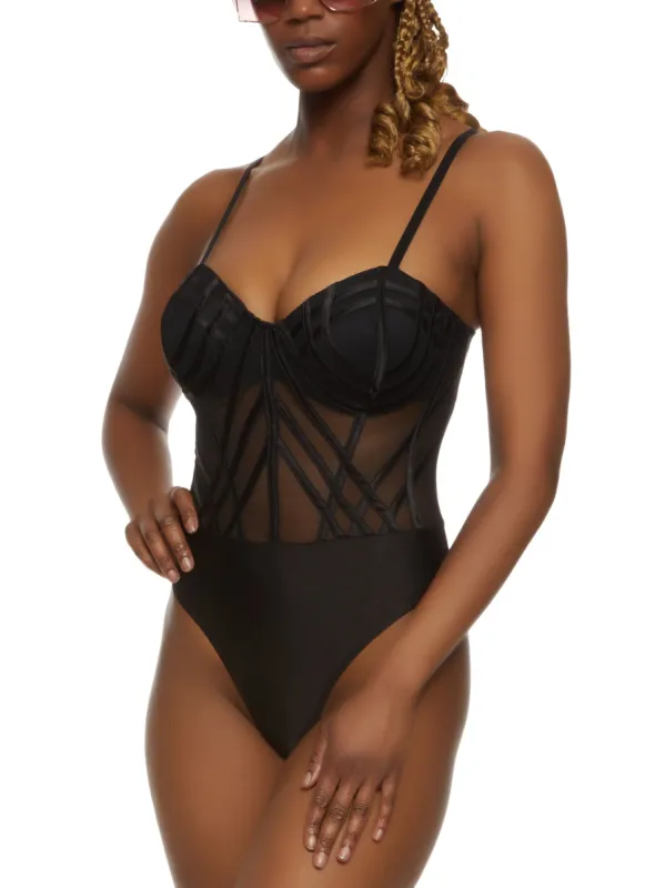 Caged Mesh Bodysuit sold by Rainbow