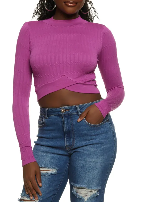 Seamless Cable Knit Tulip Hem Crop Top sold by Rainbow