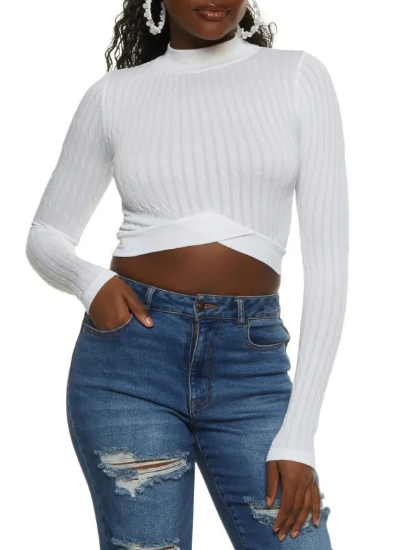 Seamless Cable Knit Tulip Hem Crop Top sold by Rainbow