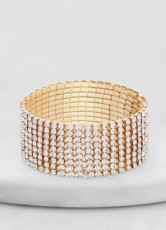 Rhinestone Studded Stretch Bracelet sold by Rainbow