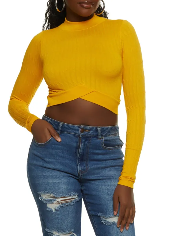 Seamless Cable Knit Tulip Hem Crop Top sold by Rainbow