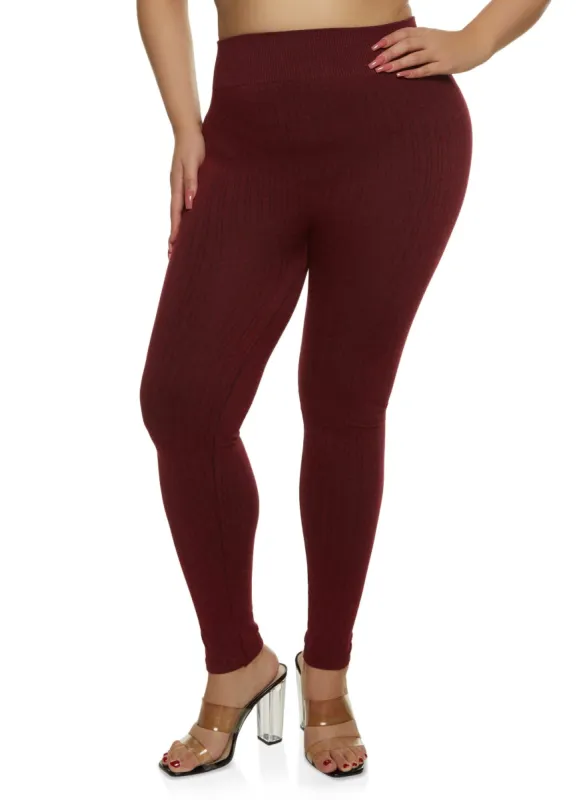 Plus Size Seamless Brushed Knit Leggings sold by Rainbow