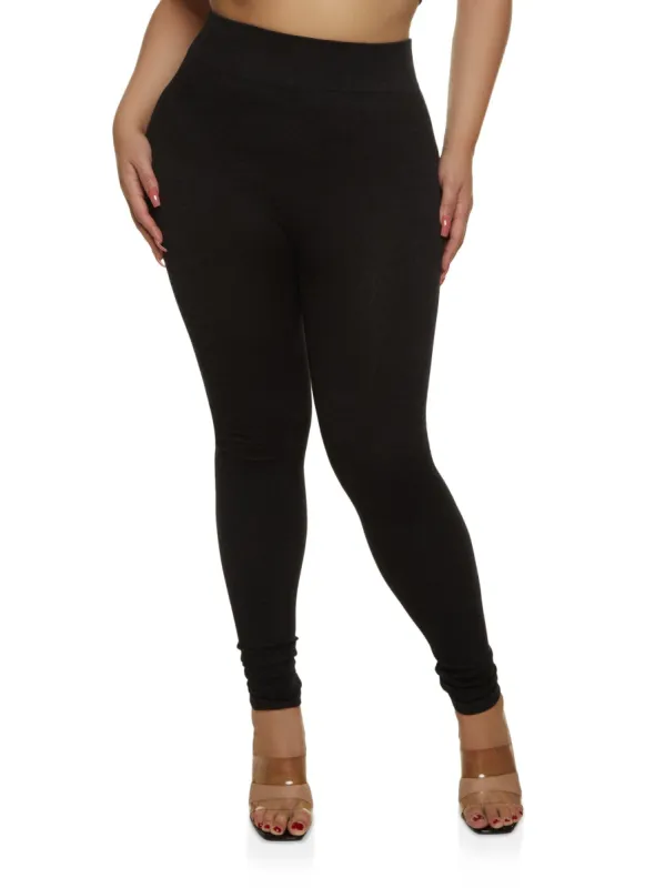 Plus Size Seamless Brushed Knit Leggings sold by Rainbow