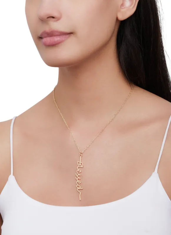 Blessed Metallic Pendant Necklace sold by Rainbow