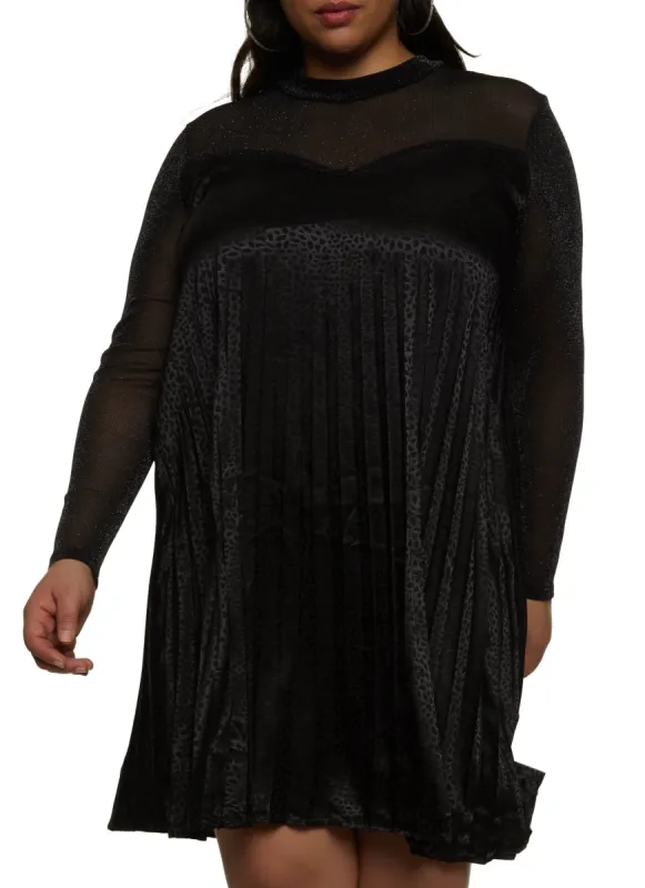 Plus Size Lurex Printed Pleated Midi Dress sold by Rainbow