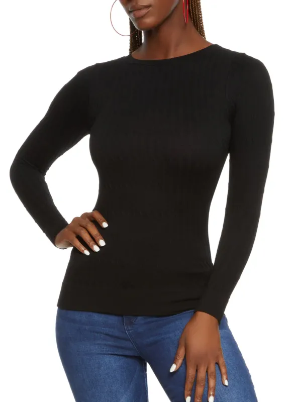Seamless Cable Knit Long Sleeve Top sold by Rainbow