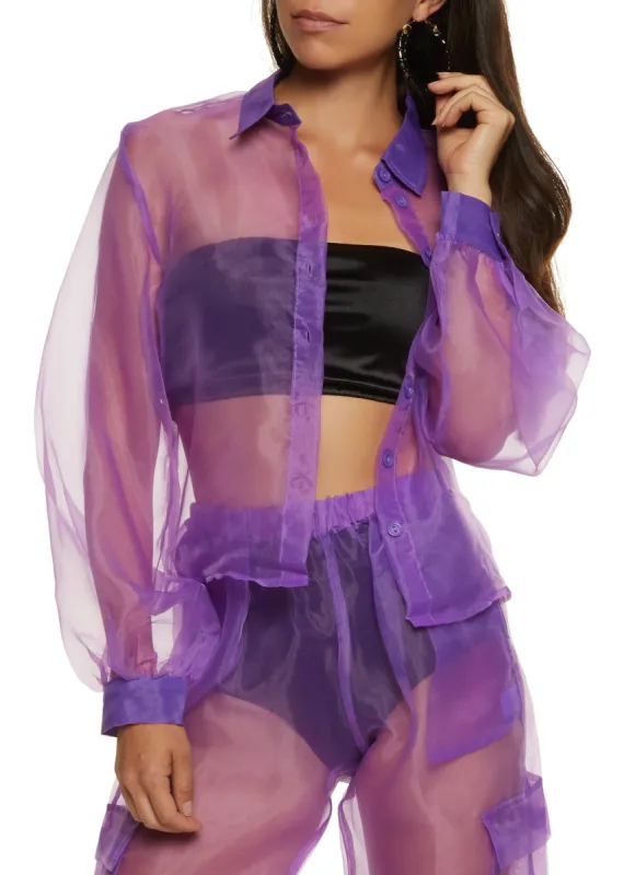 Organza Button Down Shirt sold by Rainbow