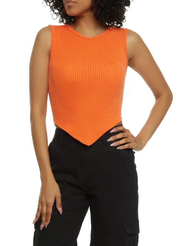 Ribbed Hanky Hem Tank Top sold by Rainbow