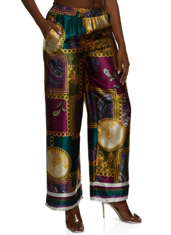 Printed Satin Wide Leg Pants sold by Rainbow