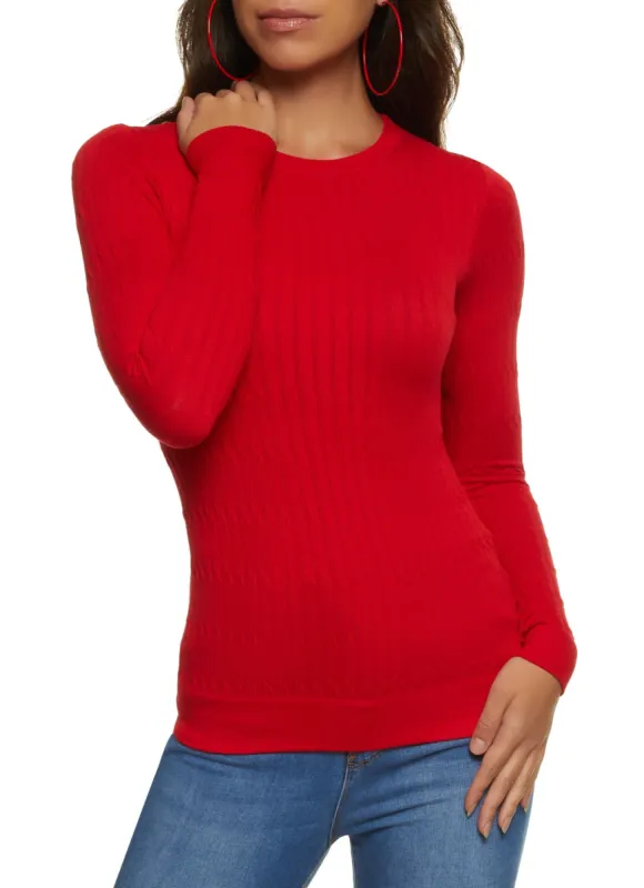 Seamless Cable Knit Long Sleeve Top sold by Rainbow