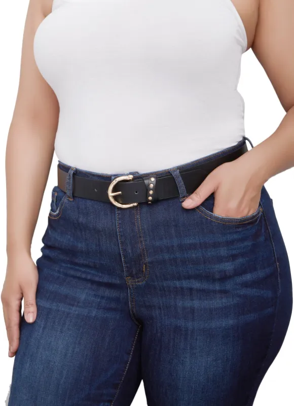 Plus Size Studded Loop Faux Leather Belt sold by Rainbow