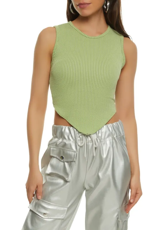 Ribbed Hanky Hem Tank Top sold by Rainbow