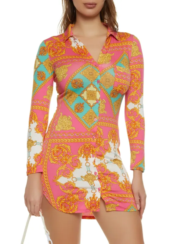 Status Print Mini Shirt Dress sold by Rainbow