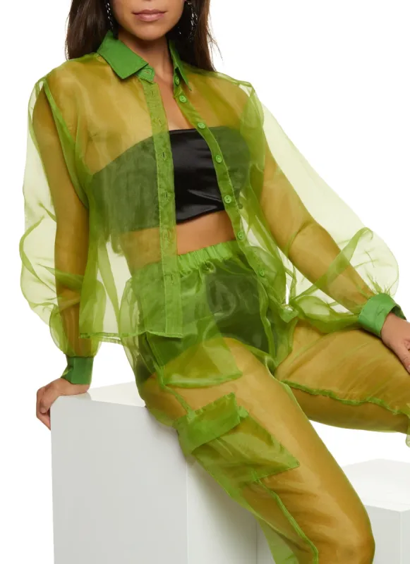 Organza Button Down Shirt sold by Rainbow