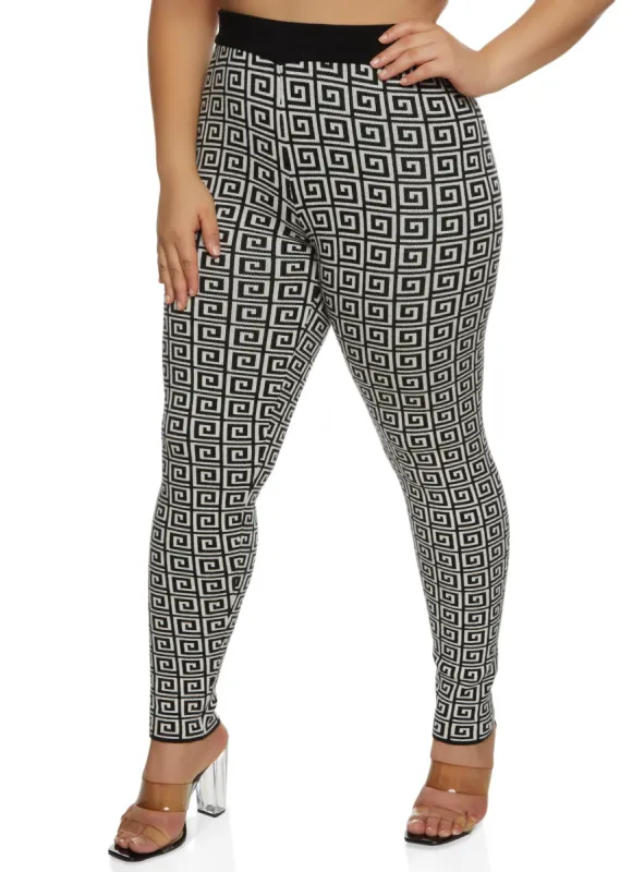 Plus Size Geometric Print High Waist Leggings sold by Rainbow