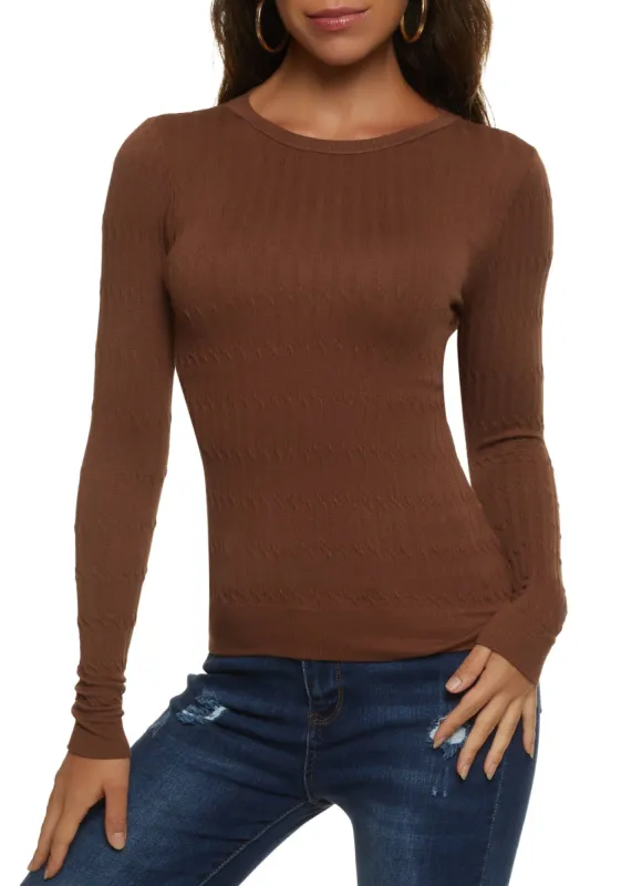 Seamless Cable Knit Long Sleeve Top sold by Rainbow