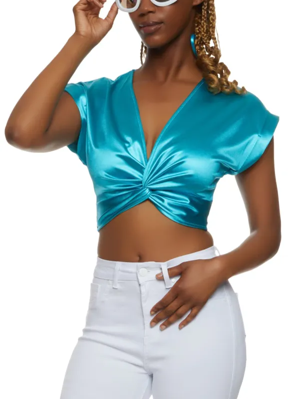 Satin Twist Crop Top sold by Rainbow