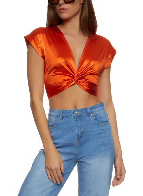Satin Twist Crop Top sold by Rainbow