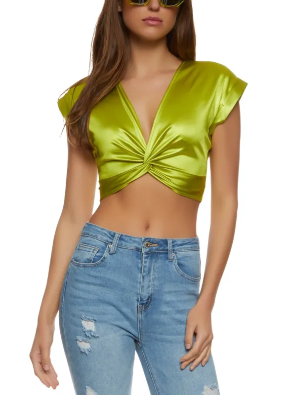 Satin Twist Crop Top sold by Rainbow