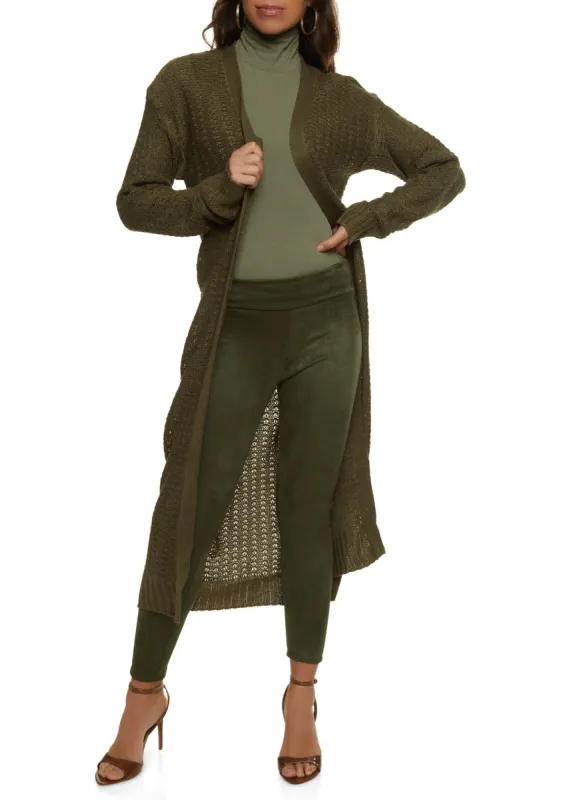Solid Knitted Long Cardigan sold by Rainbow