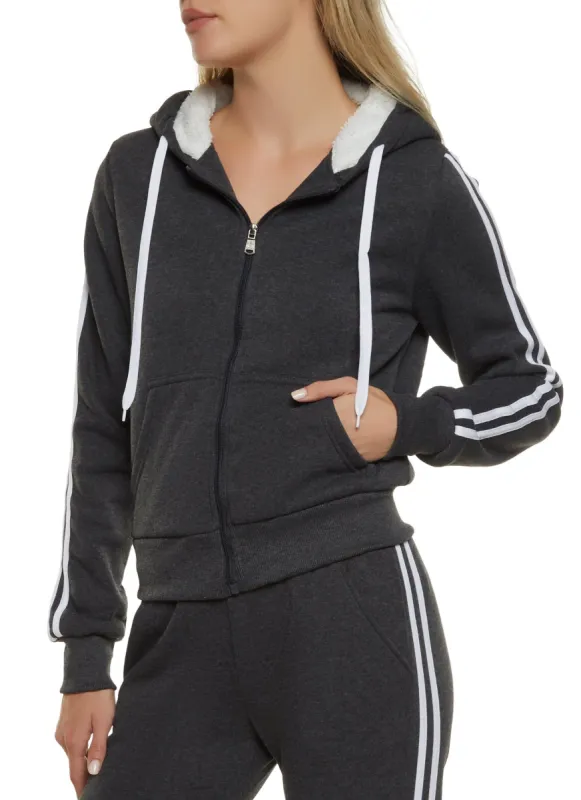 Varsity Stripe Zip Front Hoodie sold by Rainbow
