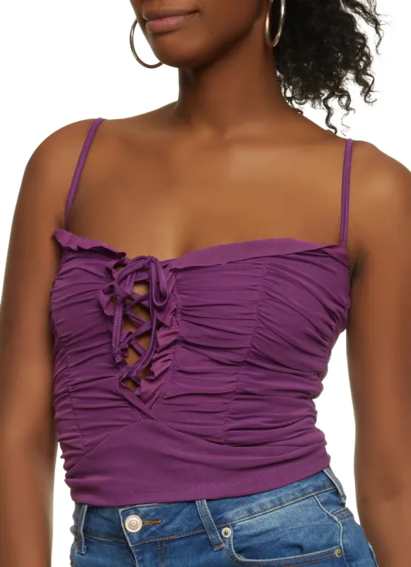 Ruched Lace Up Bustier Top sold by Rainbow