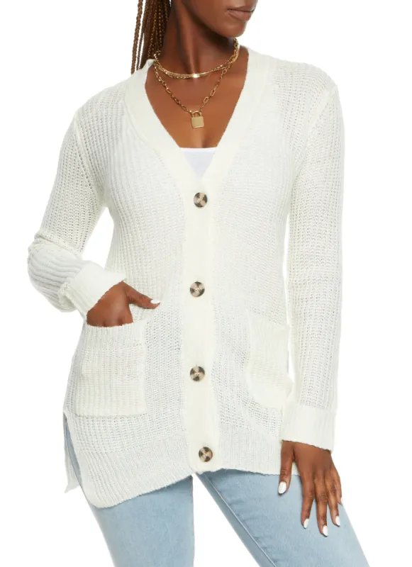 Solid Button Front Cardigan sold by Rainbow
