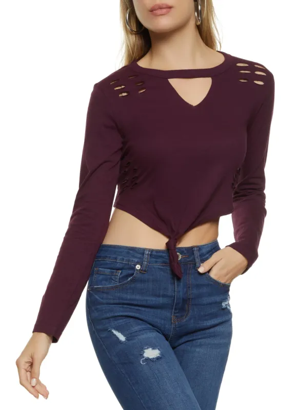 Laser Cut Knot Front Cropped Tee sold by Rainbow