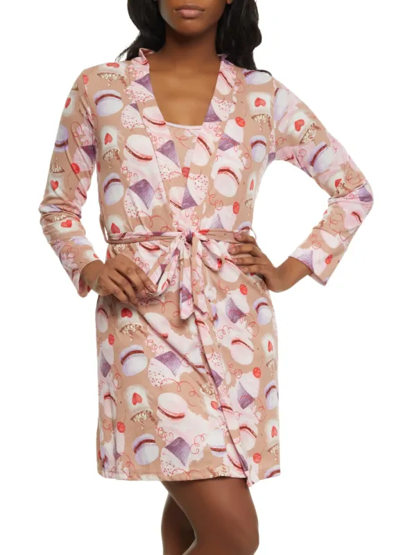 Ribbed Cupcake Print Cami Nightgown and Robe sold by Rainbow
