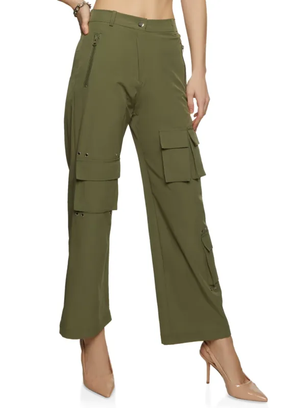 Nylon Wide Leg Cargo Pants sold by Rainbow