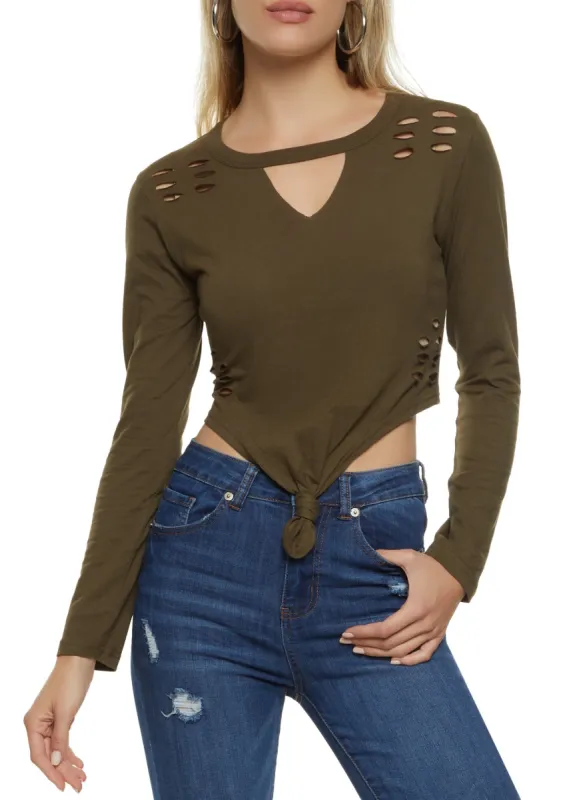 Laser Cut Knot Front Cropped Tee sold by Rainbow