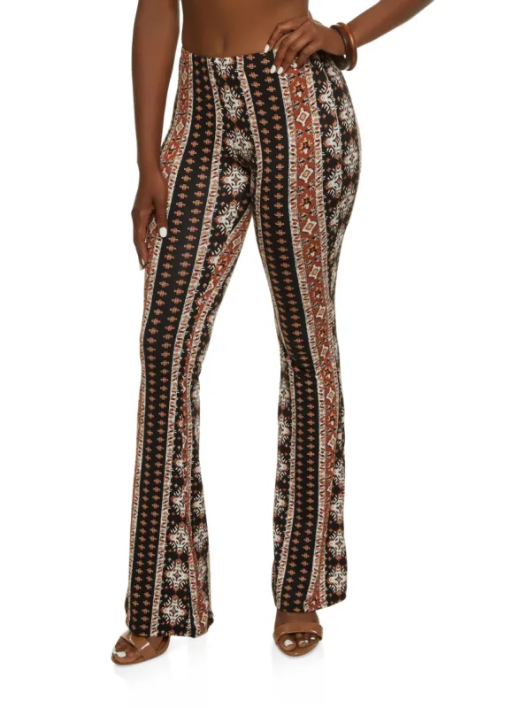 Border Print Boho Flare Pants sold by Rainbow