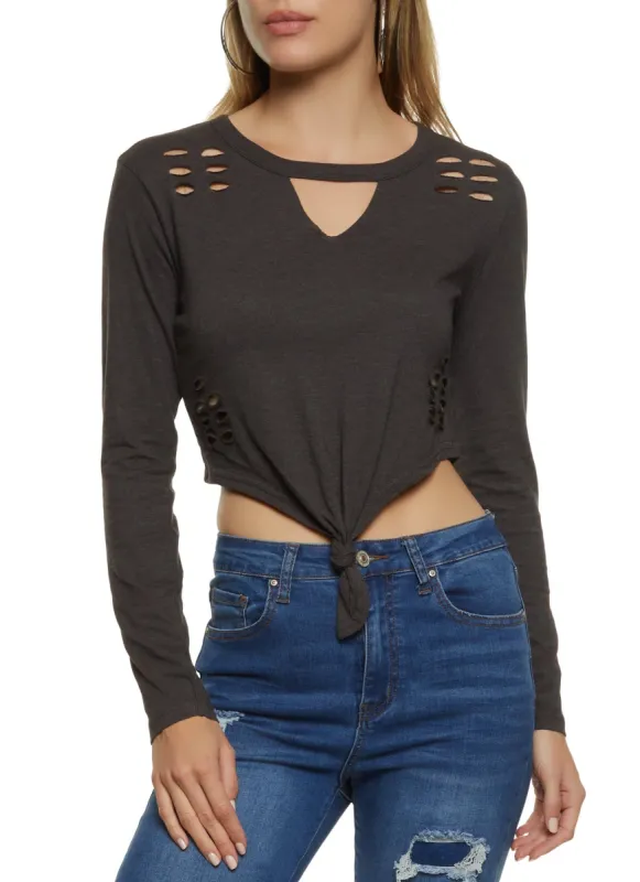 Laser Cut Knot Front Cropped Tee sold by Rainbow