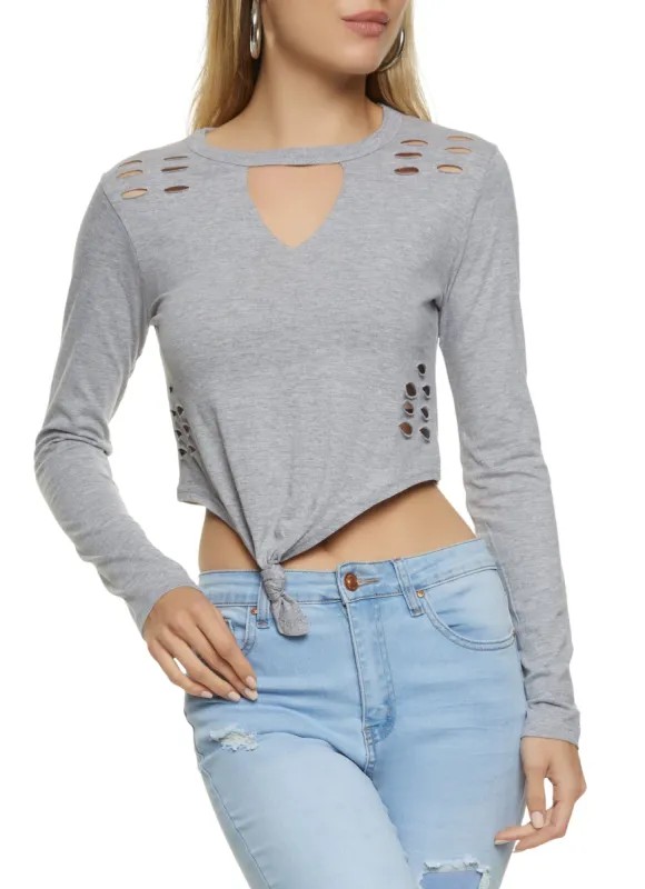 Laser Cut Knot Front Cropped Tee sold by Rainbow