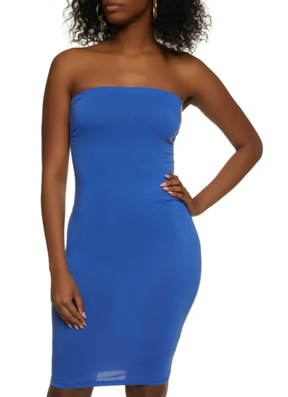 Basic Solid Midi Tube Dress sold by Rainbow