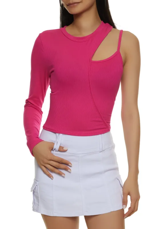 Asymmetrical Cut Out One Shoulder Top sold by Rainbow
