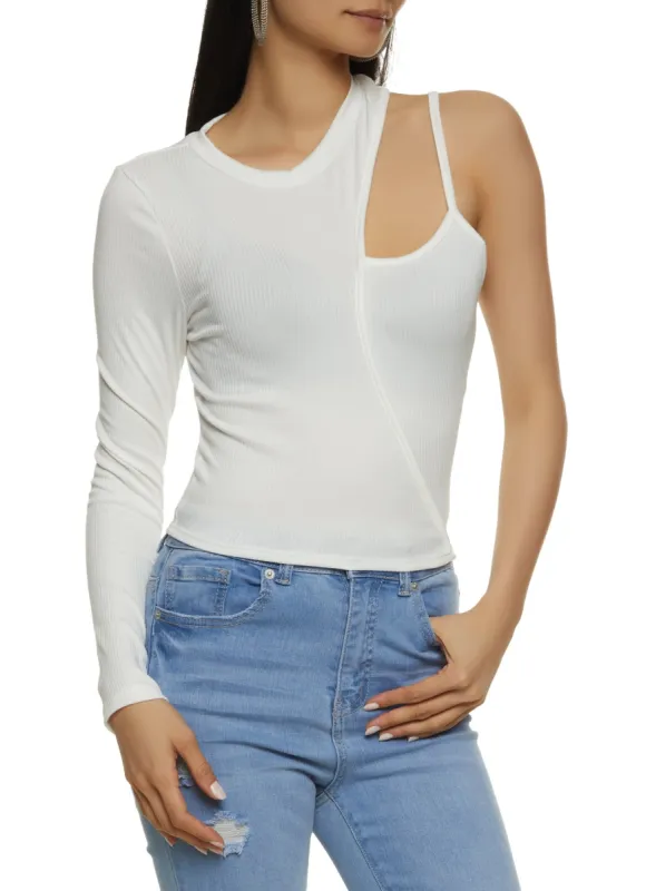 Asymmetrical Cut Out One Shoulder Top sold by Rainbow