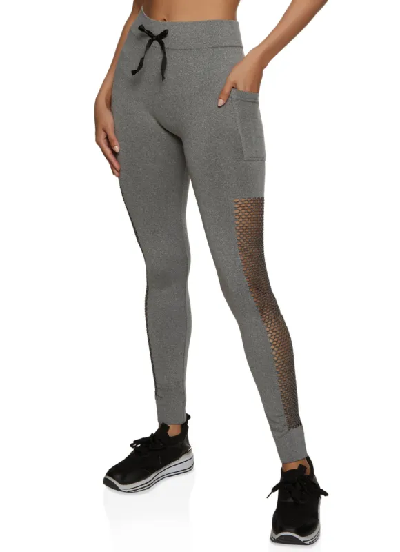 Fishnet Detail Side Cell Phone Pocket Leggings sold by Rainbow
